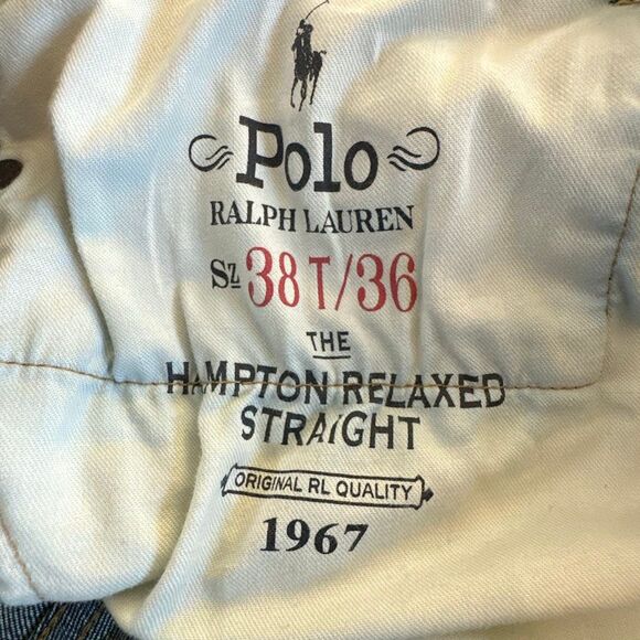 Polo Ralph Lauren Jeans Mens 38Tx36 Blue The Hampton Relaxed Straight - Picture 9 of 11
